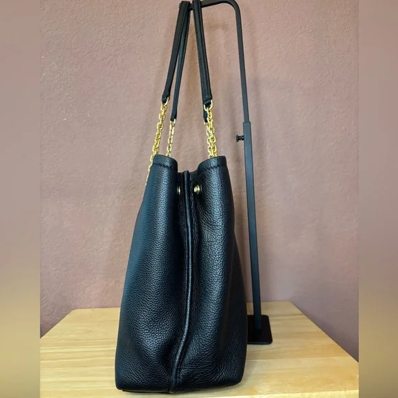 Tory Burch Black Tote with Gold Accents - Picture 4 of 10